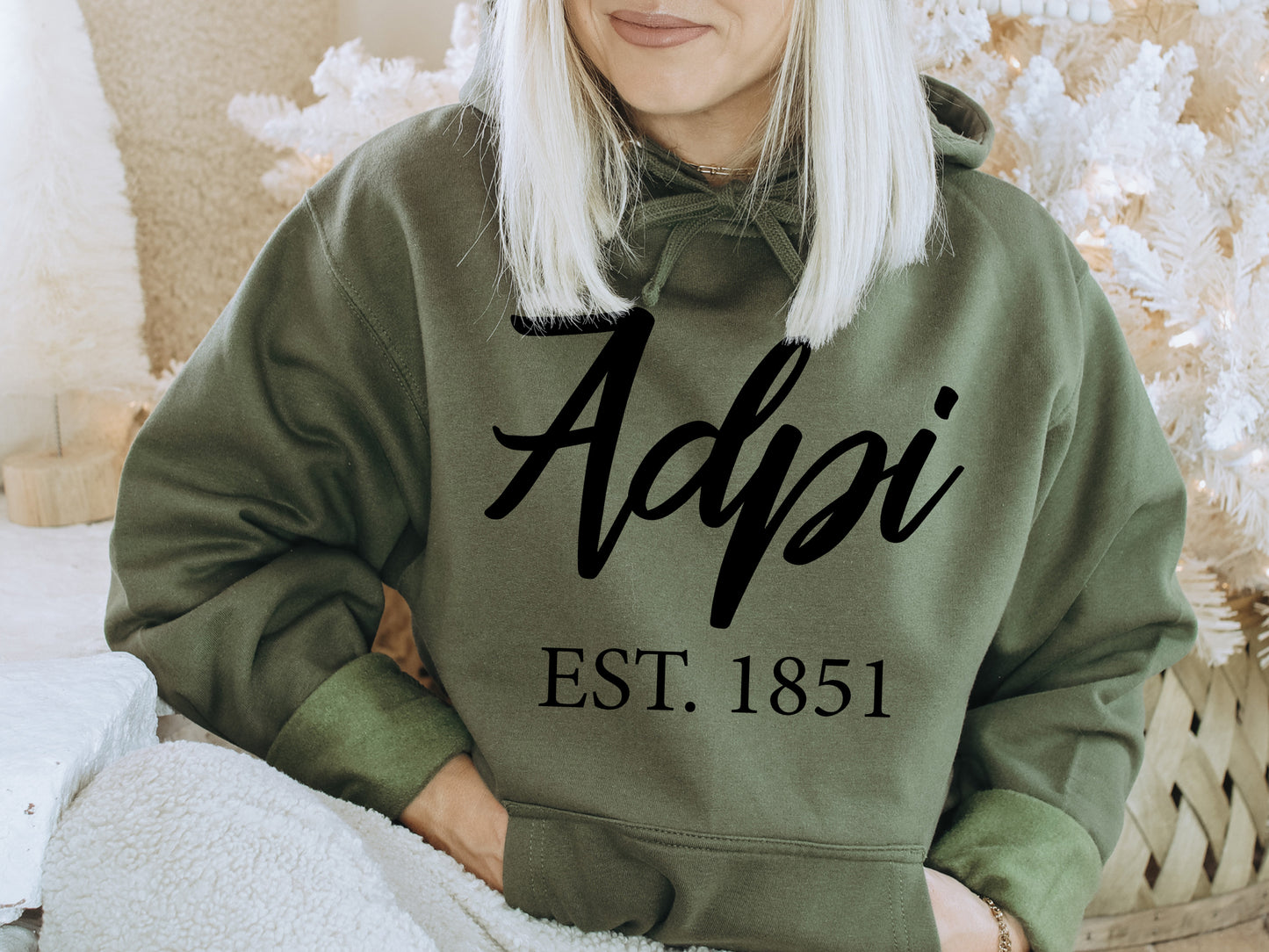 Alpha Delta Pi Black Flowy Sorority Hoodie _ 78g