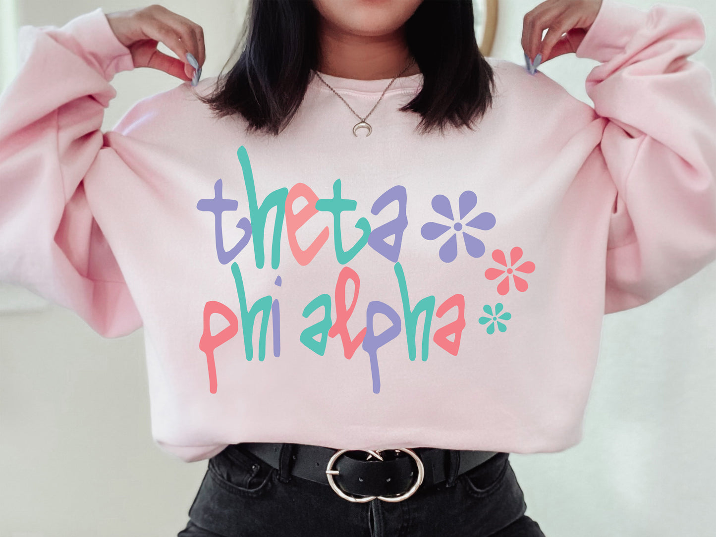Theta Phi Alpha Colorful Floral Sorority Sweatshirt _ 2627g