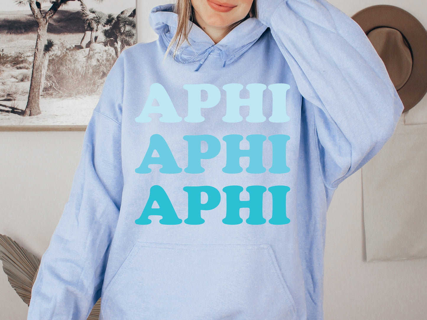 Alpha Phi Touch of Blue Sorority Hoodie _ 2582g