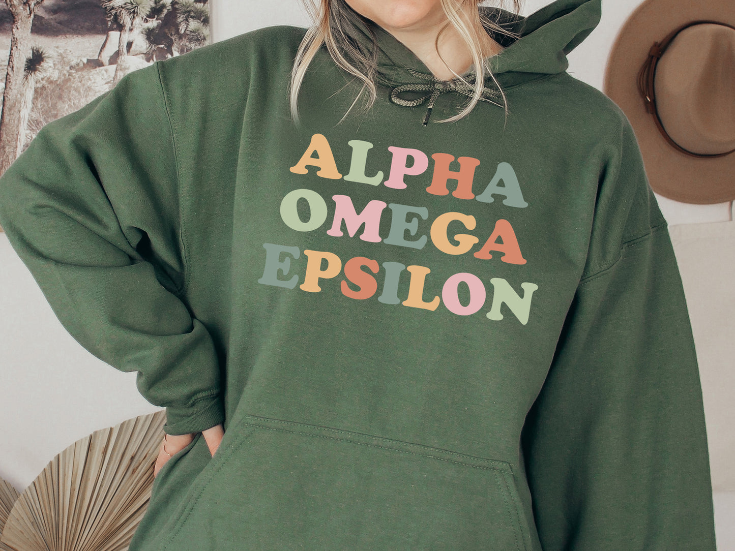 Alpha Omega Epsilon Bright and Colorful Sorority Hoodie _ 3468g
