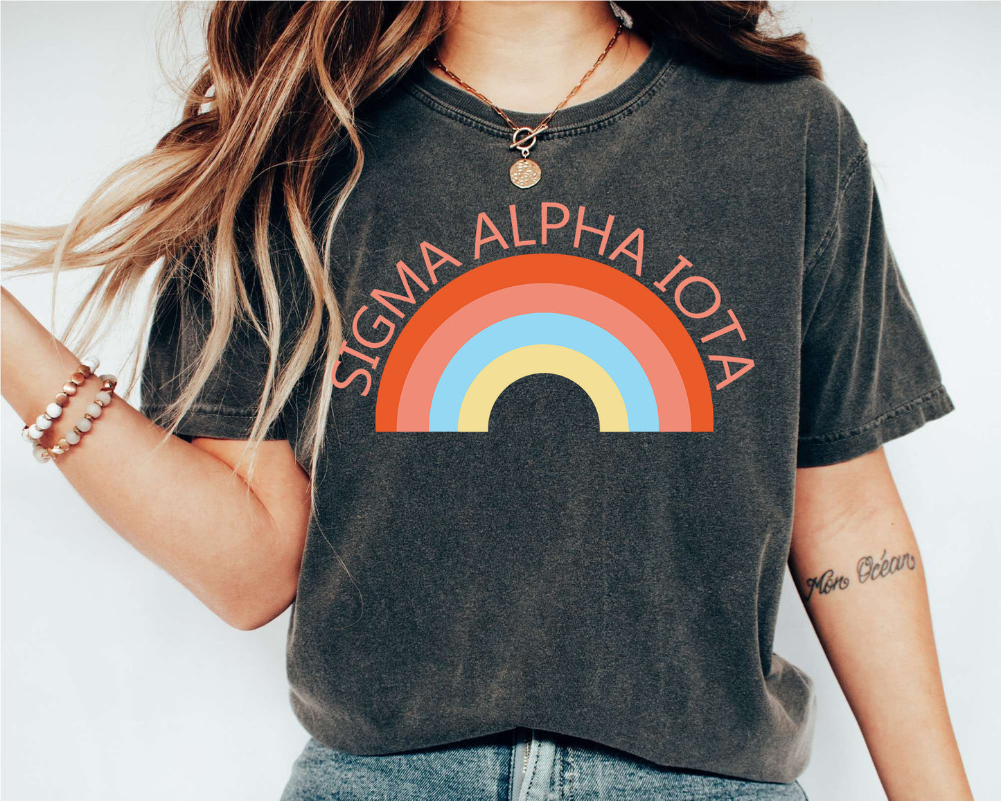Sigma Alpha Iota Colorful Rainbow Sorority T-shirt _ 3464g
