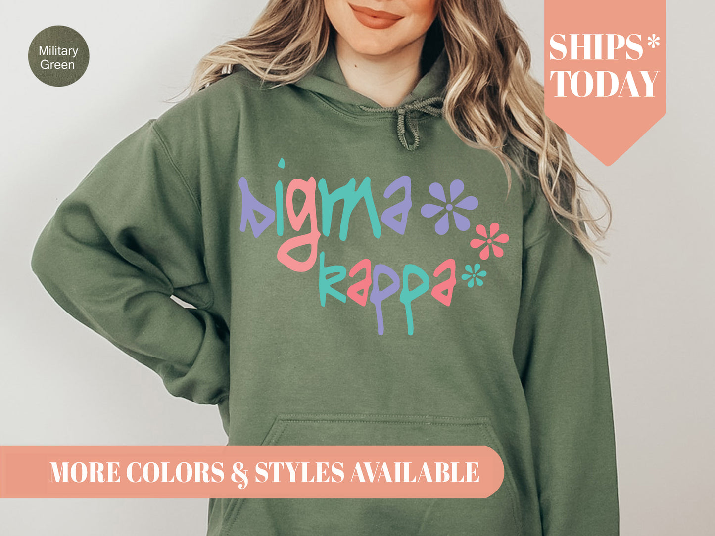 Sigma Kappa Colorful Floral Sorority Hoodie _ 2625g