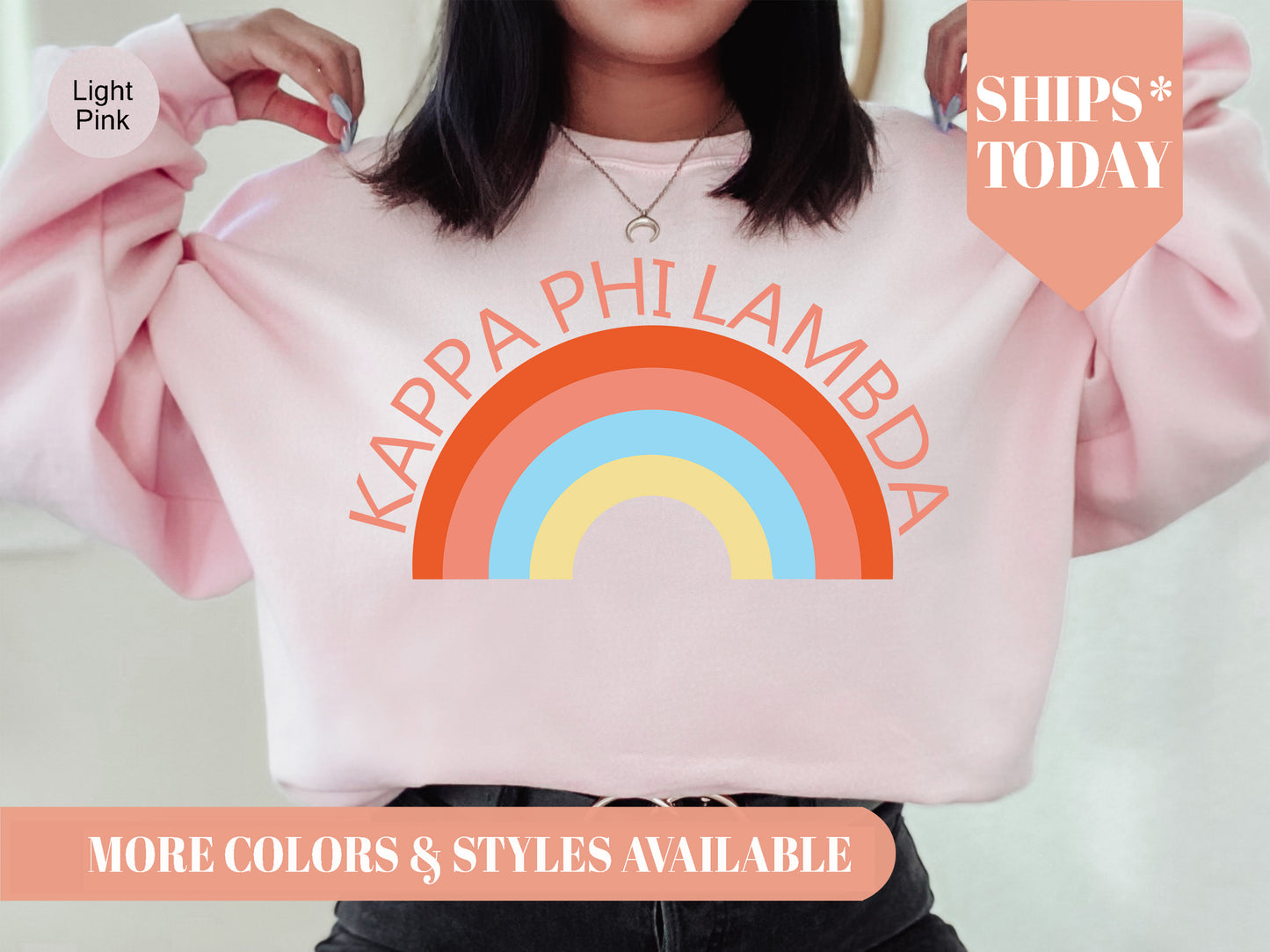 Kappa Phi Lambda Colorful Rainbow Sorority Sweatshirt _ 3459g
