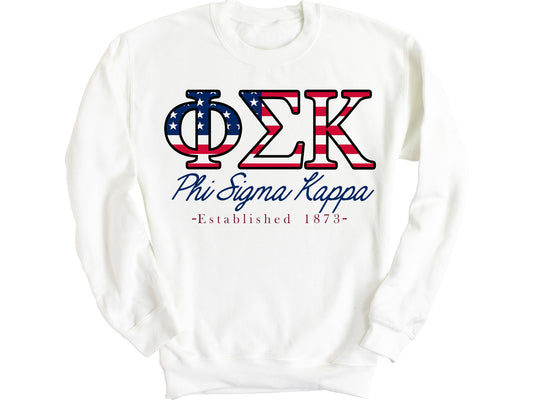 Phi Sigma Kappa American Flag Letters Fraternity Sweatshirt _ 1171g