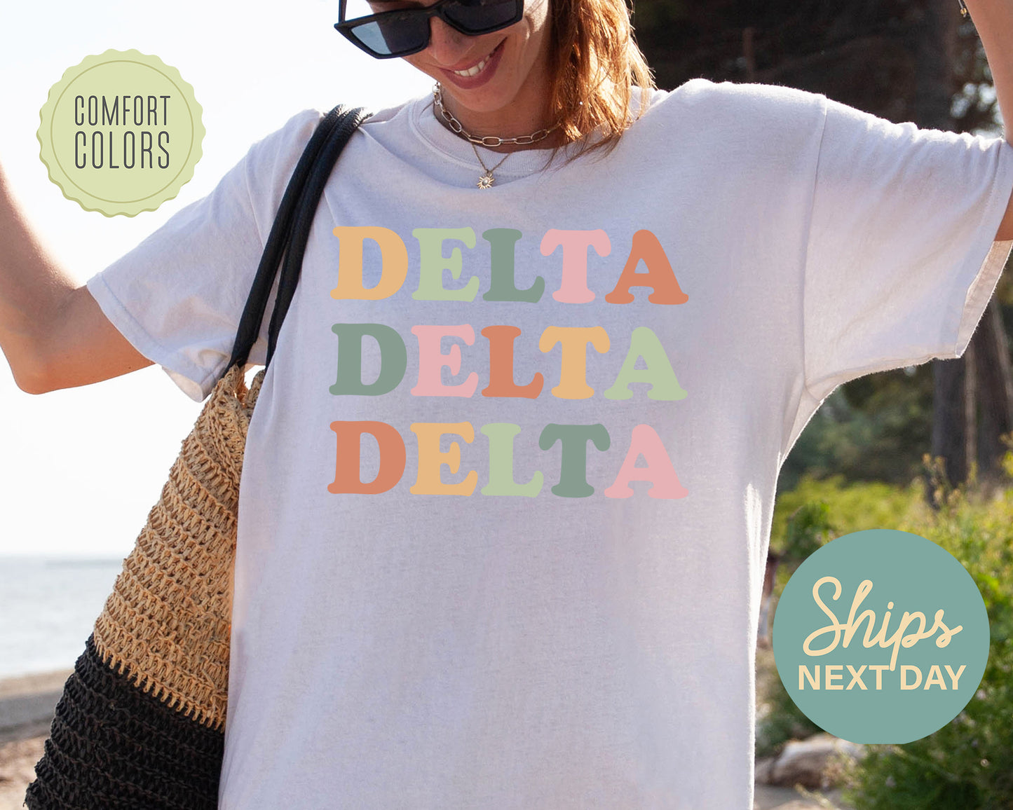 Delta Delta Delta Bright and Proud Comfort Colors Sorority T-shirt _ 424g
