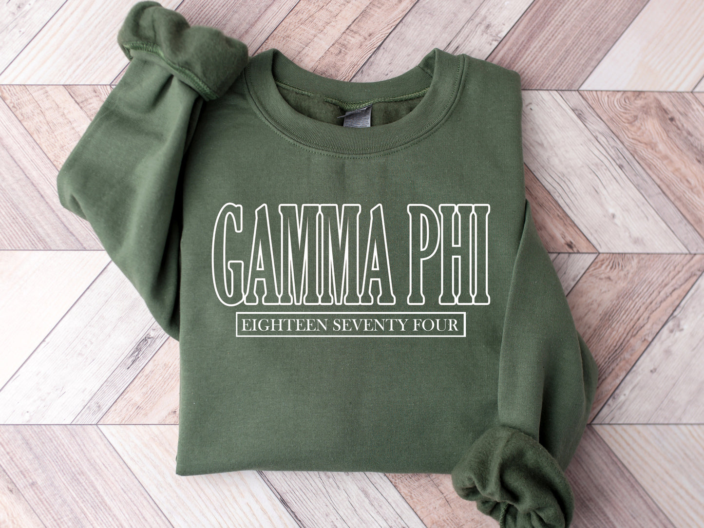 Gamma Phi Beta Stencil Stacked Sorority Sweatshirt _ 2148g
