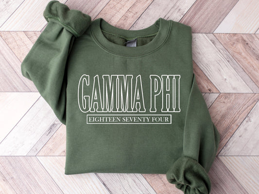 Gamma Phi Beta Stencil Stacked Sorority Sweatshirt _ 2148g