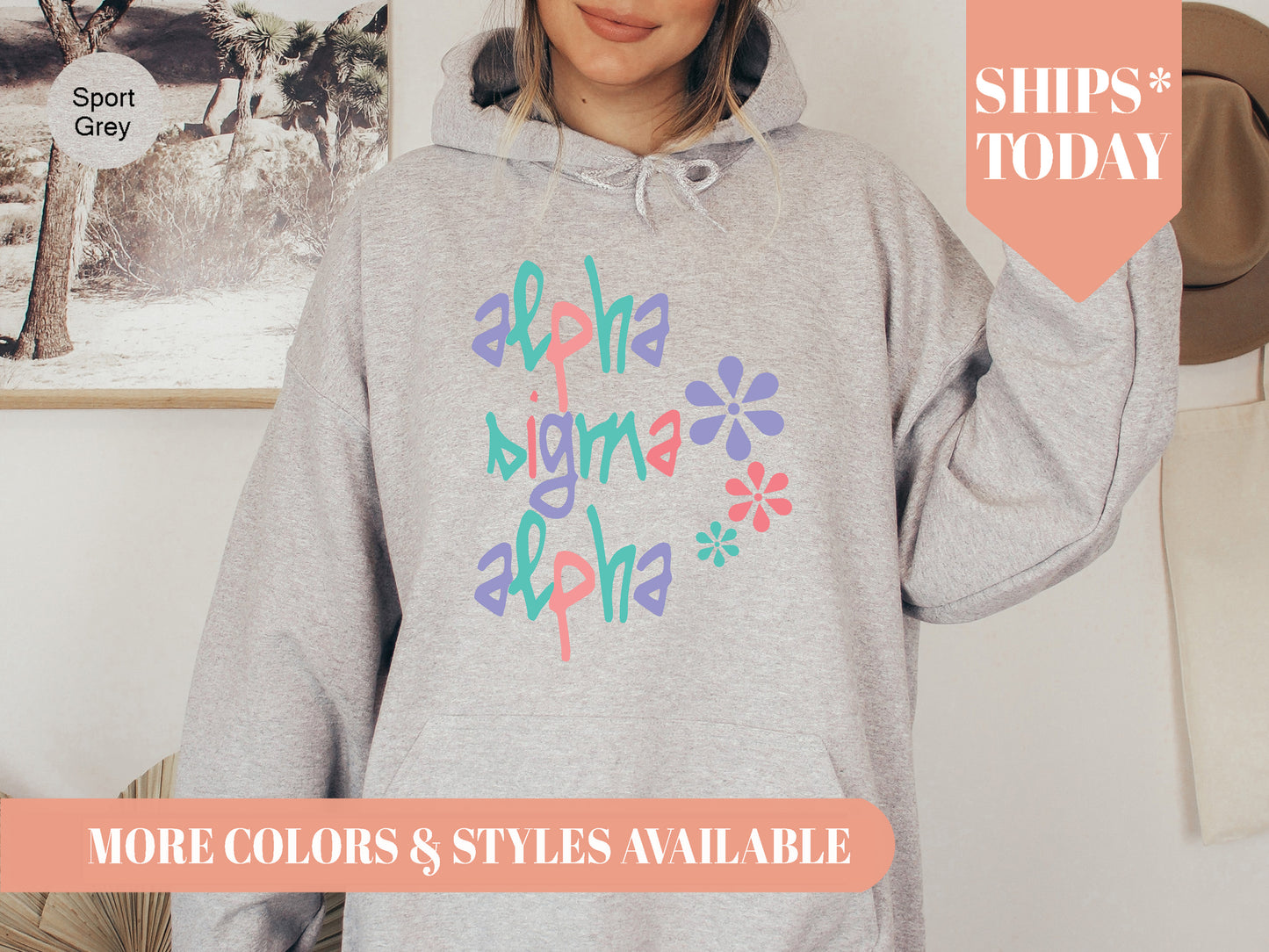 Alpha Sigma Alpha Colorful Floral Sorority Hoodie _ 2609g