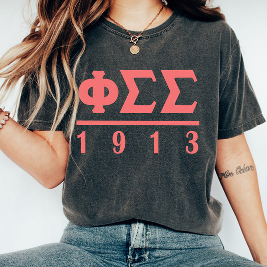 Phi Sigma Sigma Monochromatic Sorority T-shirt _ 30862g