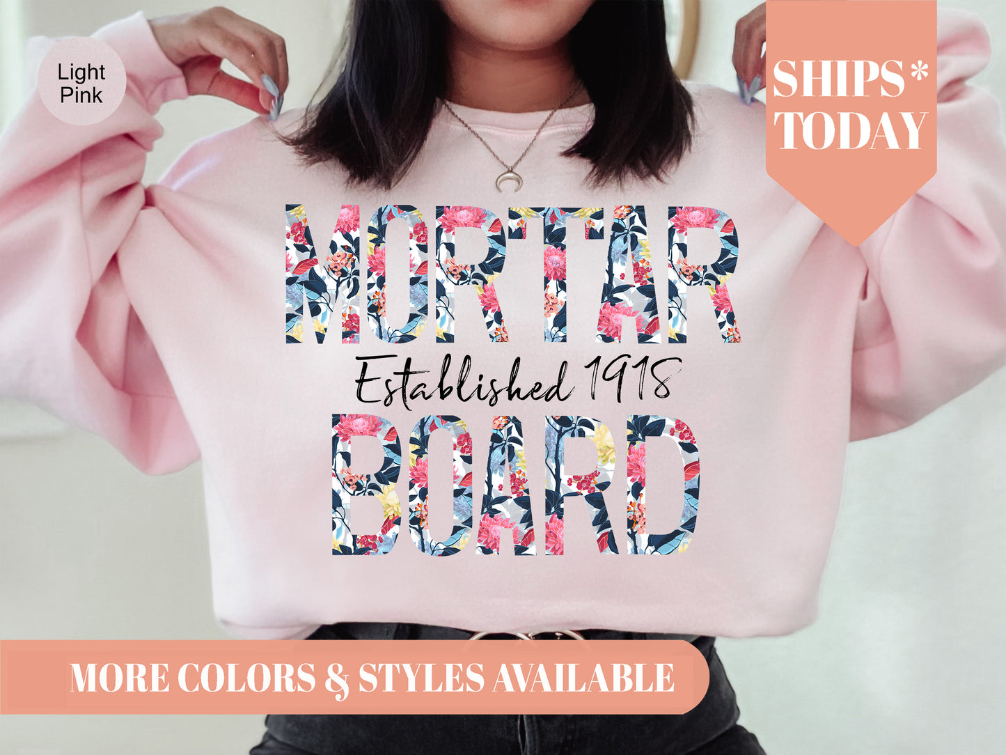 Mortar Board Floral Block Sorority Sweatshirt _ 3516g