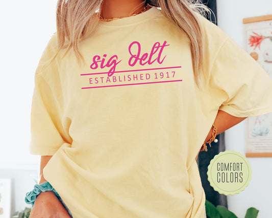 Sigma Delta Tau All Pink Comfort Colors Sorority T-shirt _ 773g