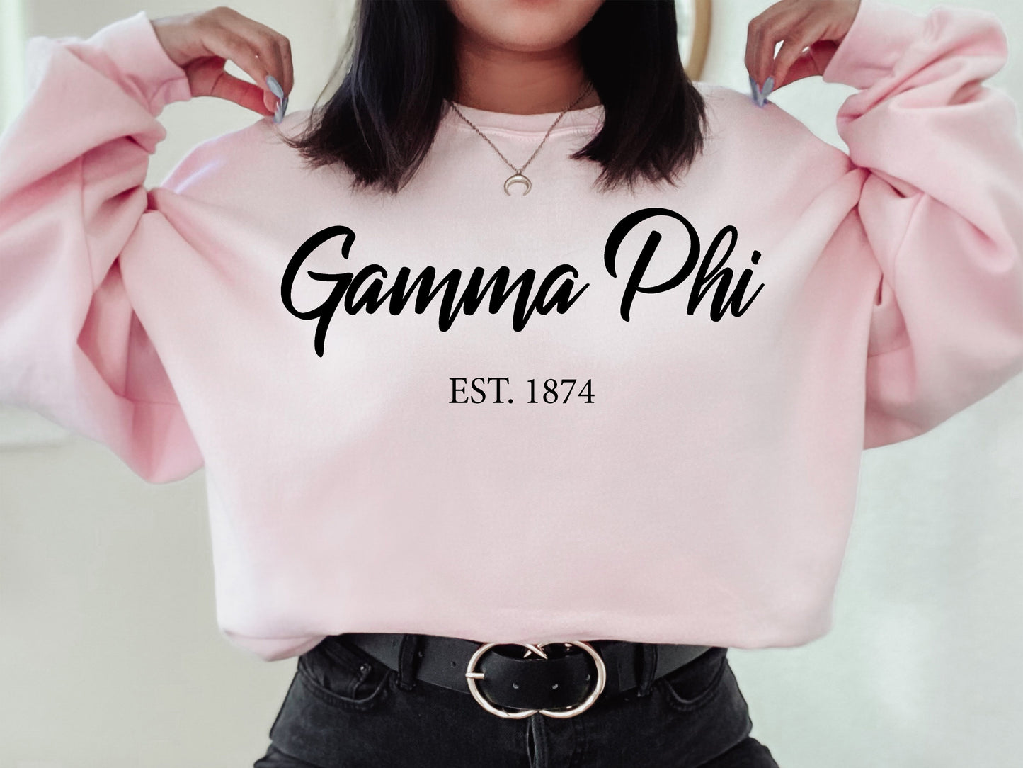 Gamma Phi Beta Black Flowy Sorority Sweatshirt _ 91g