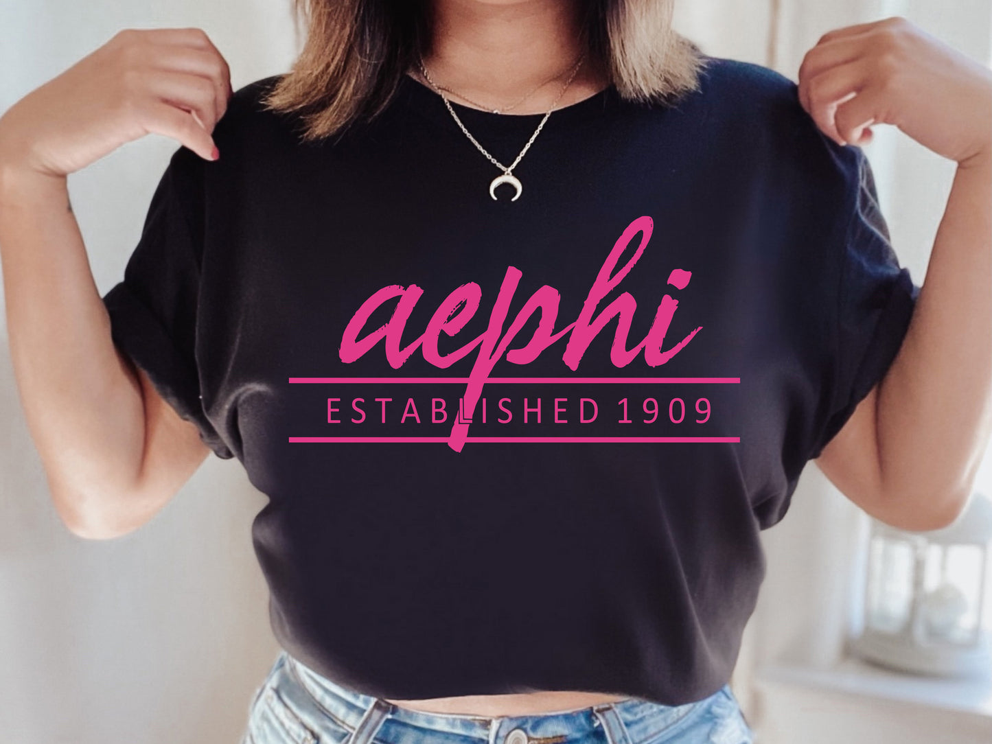 Alpha Epsilon Phi All Pink Sorority T-shirt _  754g