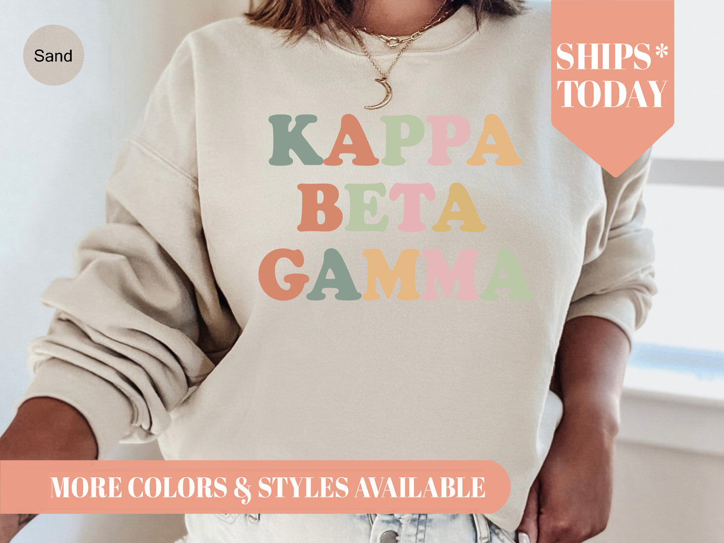 Kappa Beta Gamma Bright and Colorful Sorority Sweatshirt _ 3472g