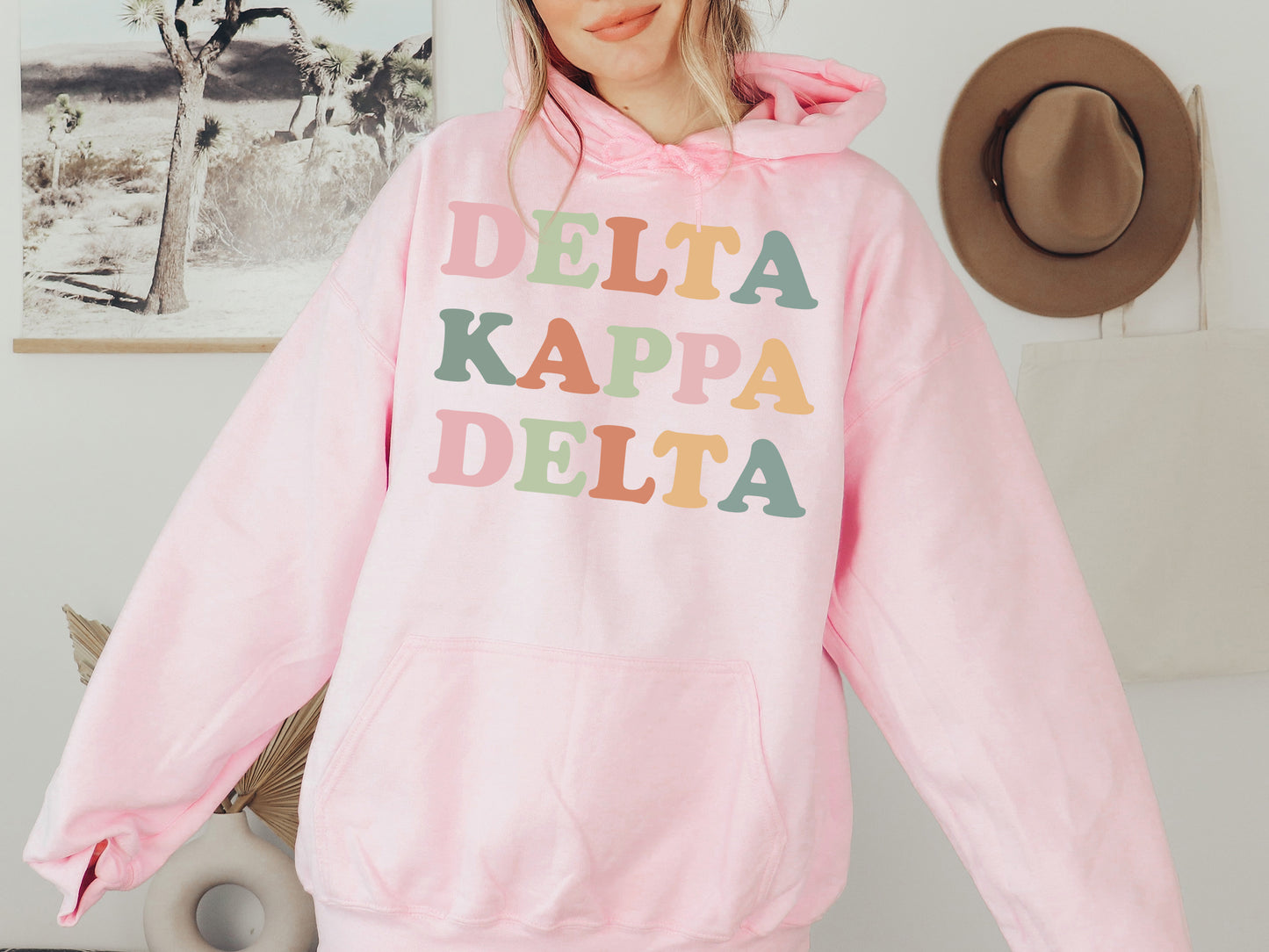 Delta Kappa Delta Bright and Colorful Sorority Hoodie _ 3470g
