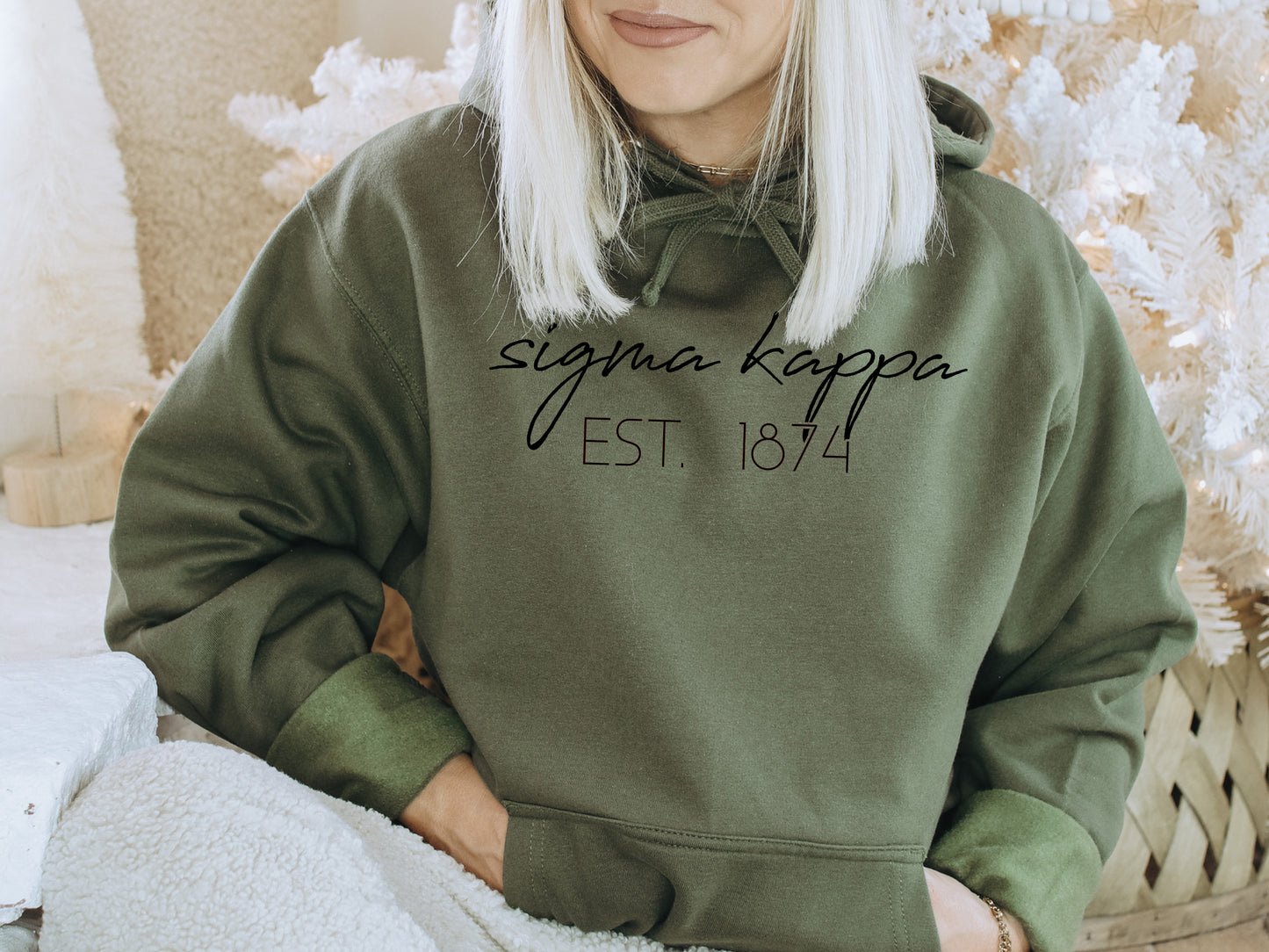 Sigma Kappa Black Calligraphy Sorority Hoodie _ 2339g