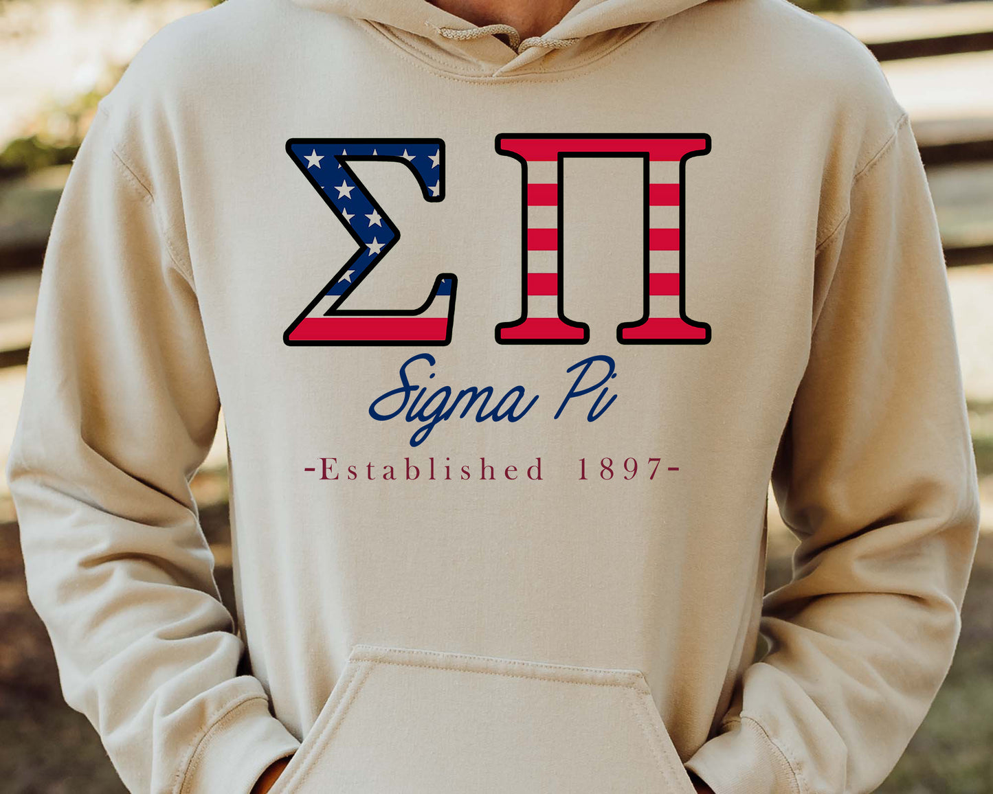 Sigma Pi American Flag Letters Fraternity Hoodie _ 1178g