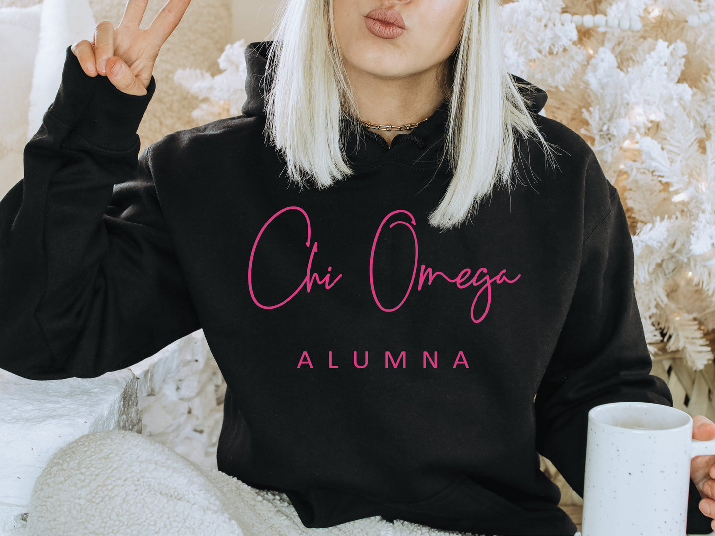 Chi Omega Simple and Sweet Alumna Sorority Hoodie _ 501g