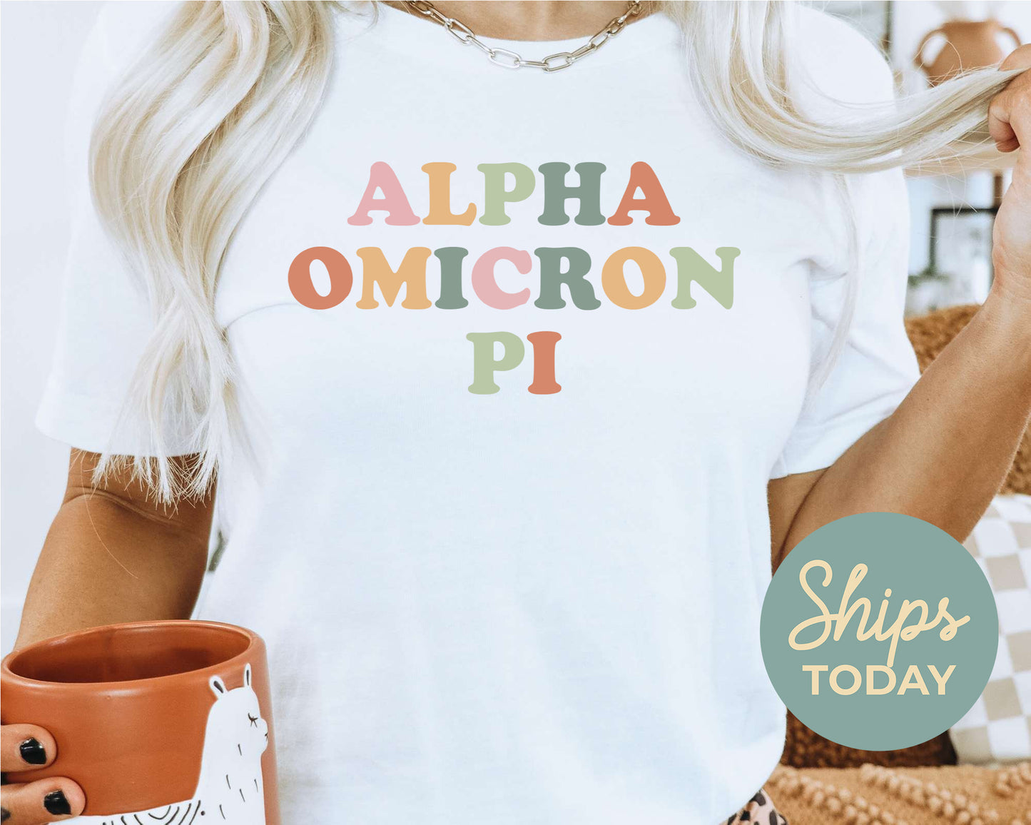 Alpha Omicron Pi Bright and Proud Sorority T-shirt _ 418g