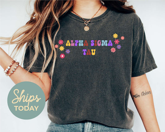 Alpha Sigma Tau Splash of Color Sorority T-shirt _ 3182g