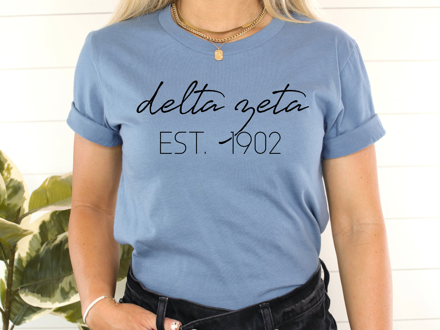 Delta Zeta Black Calligraphy Sorority T-shirt _ 2330g