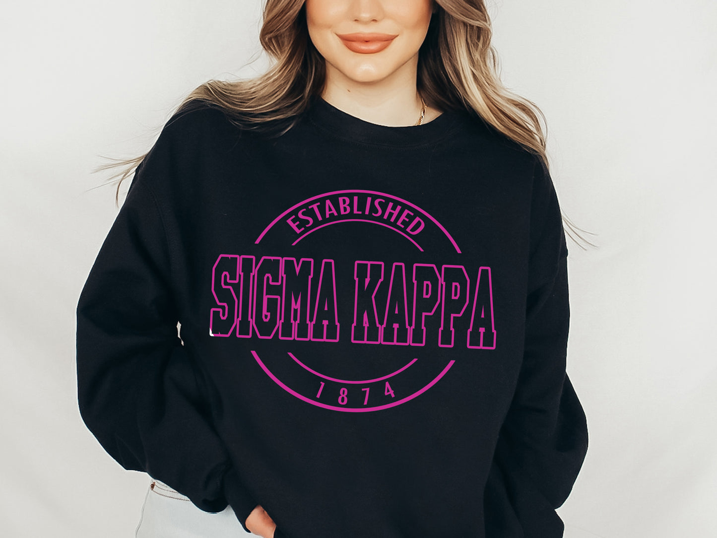 Sigma Kappa Pink Stamp Sorority Sweatshirt _ 73g