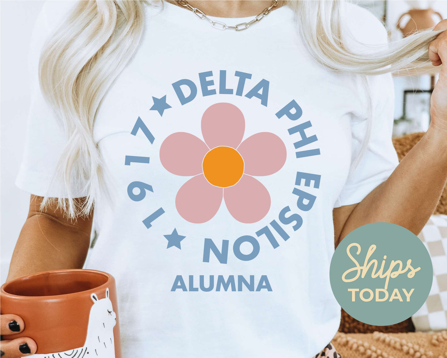 Delta Phi Epsilon Floral Alumna Sorority T-shirt _ 2563g