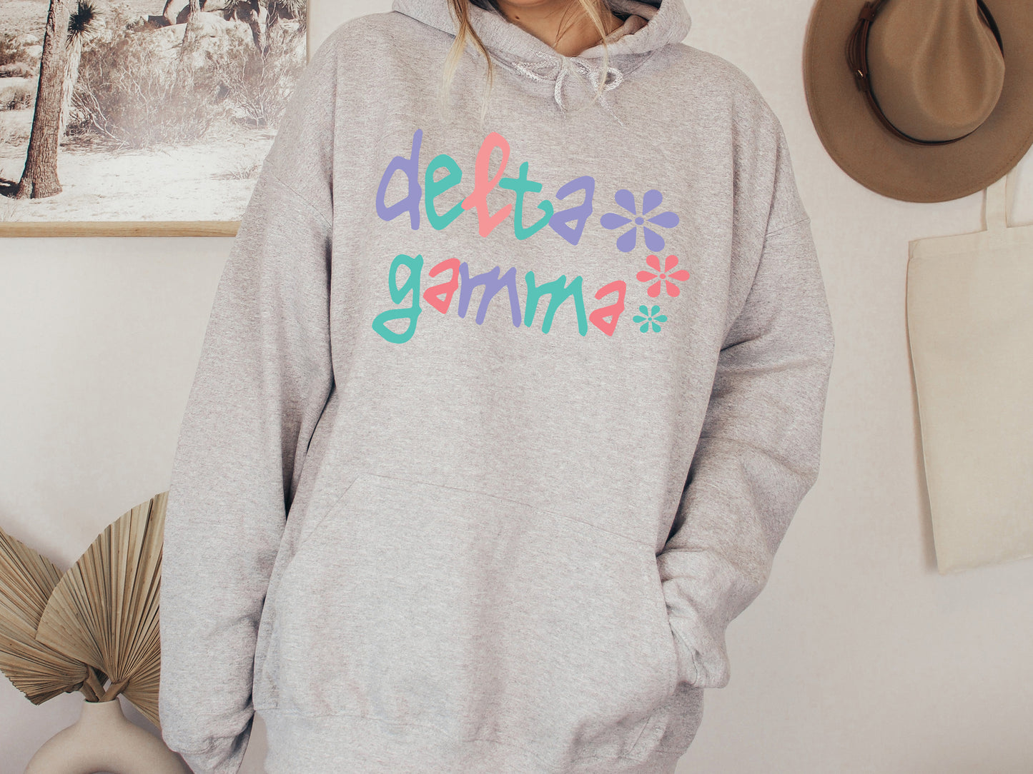 Delta Gamma Colorful Floral Sorority Hoodie _ 2614g
