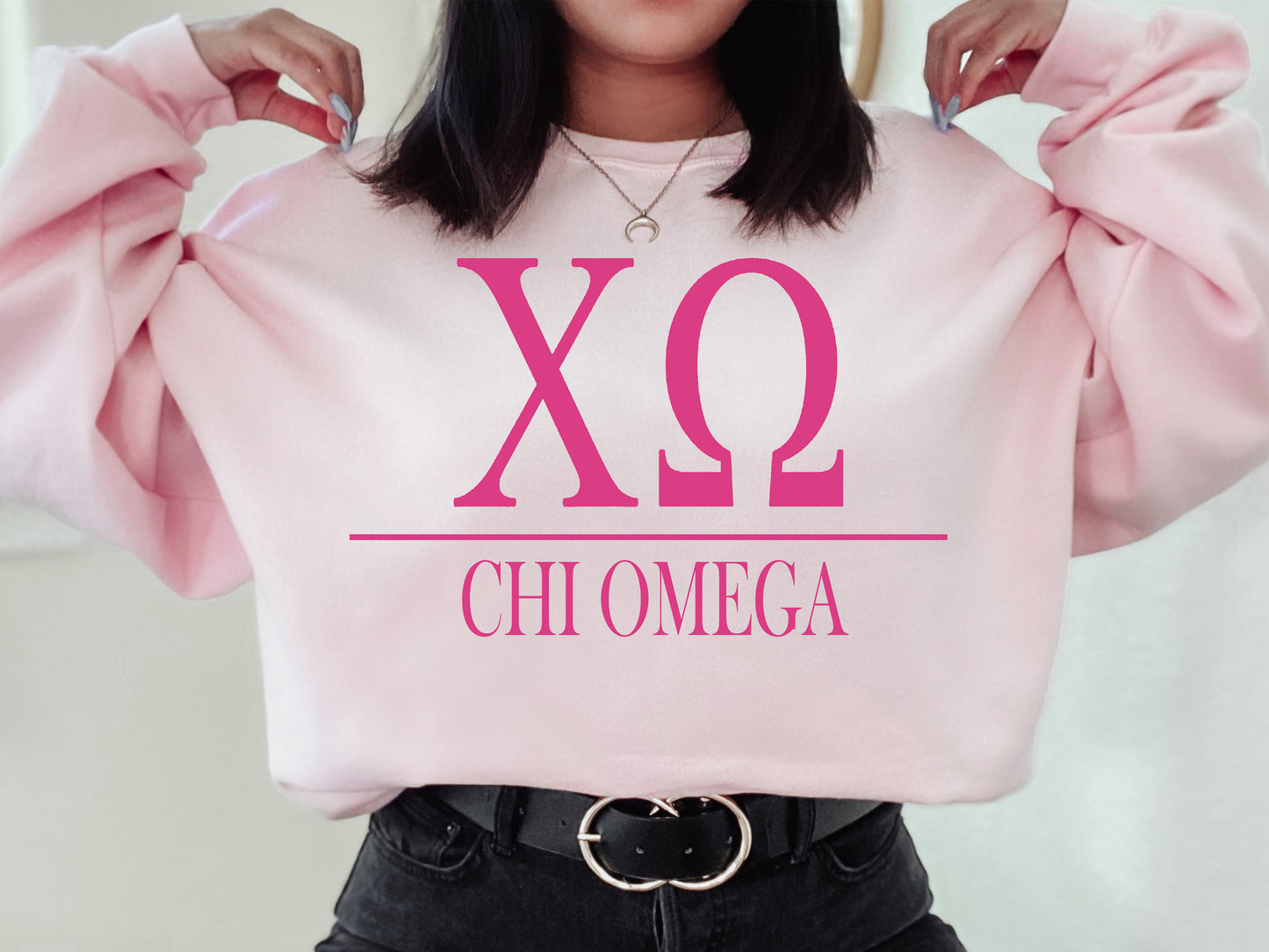Chi Omega Loud Letters Sorority Sweatshirt _ 475g