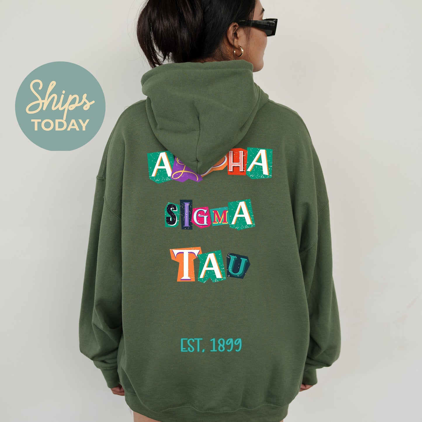 Alpha Sigma Tau Letter Cuts Sorority Hoodie _ 35894g