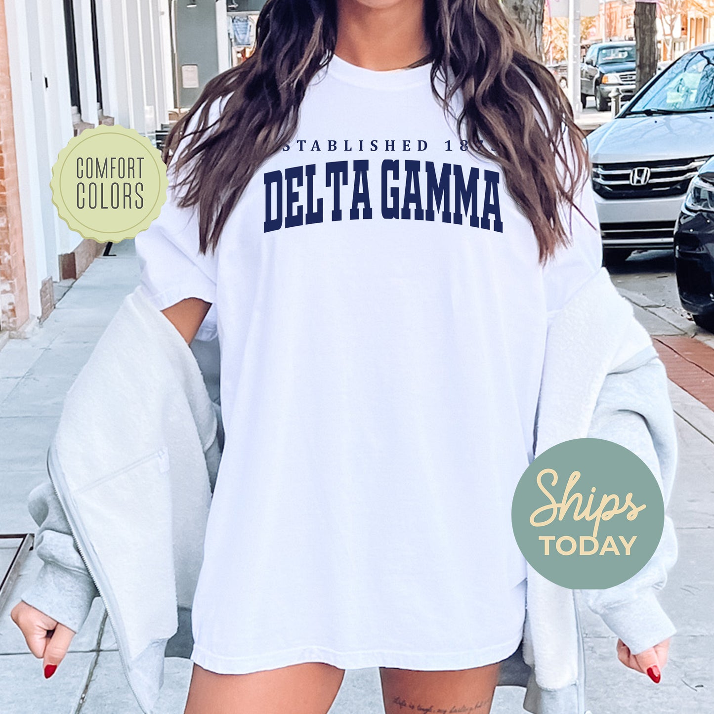 Delta Gamma Bold Letters Comfort Colors Sorority T-shirt _ 35131g