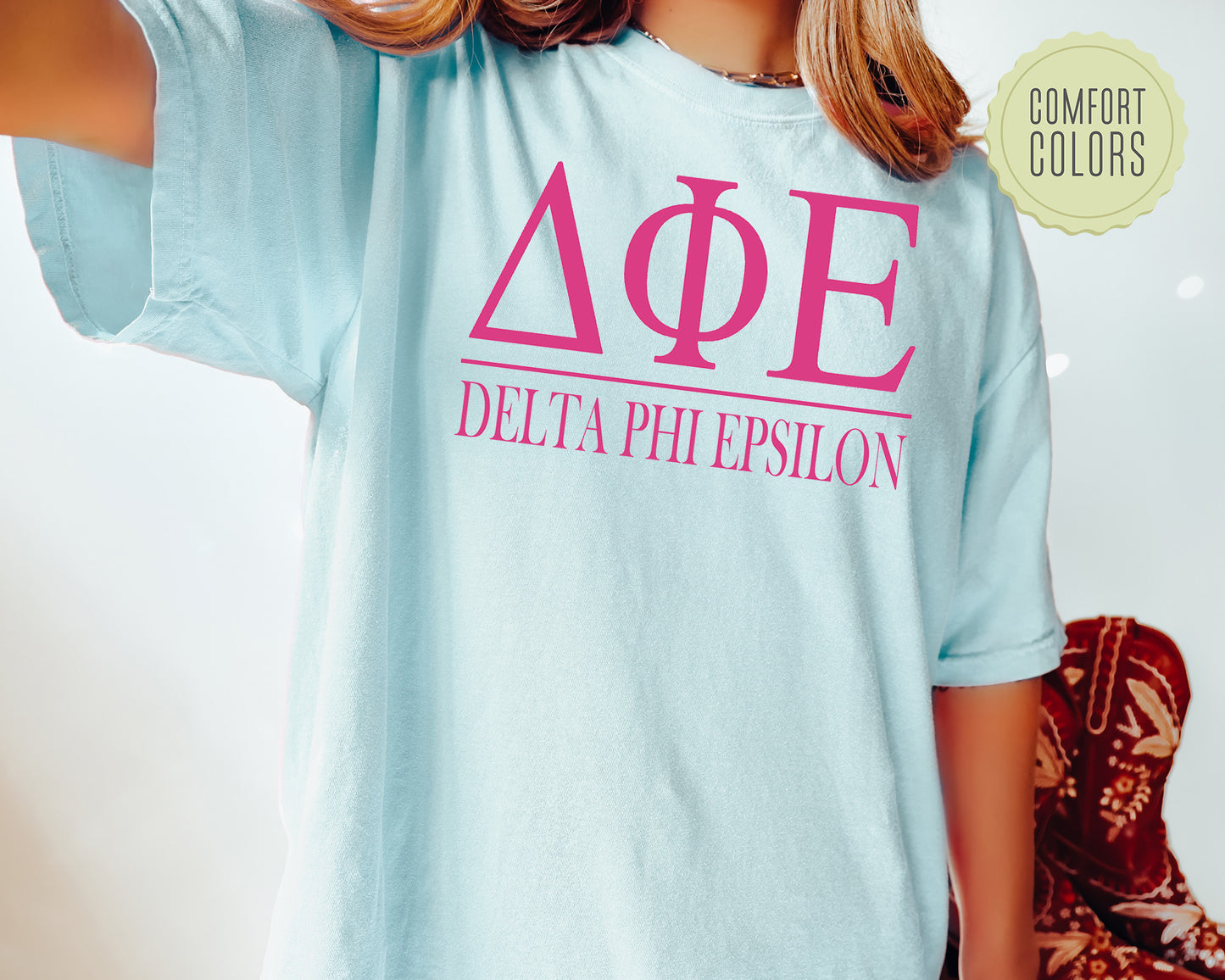 Delta Phi Epsilon Loud Letters Comfort Colors Sorority T-shirt _ 478g