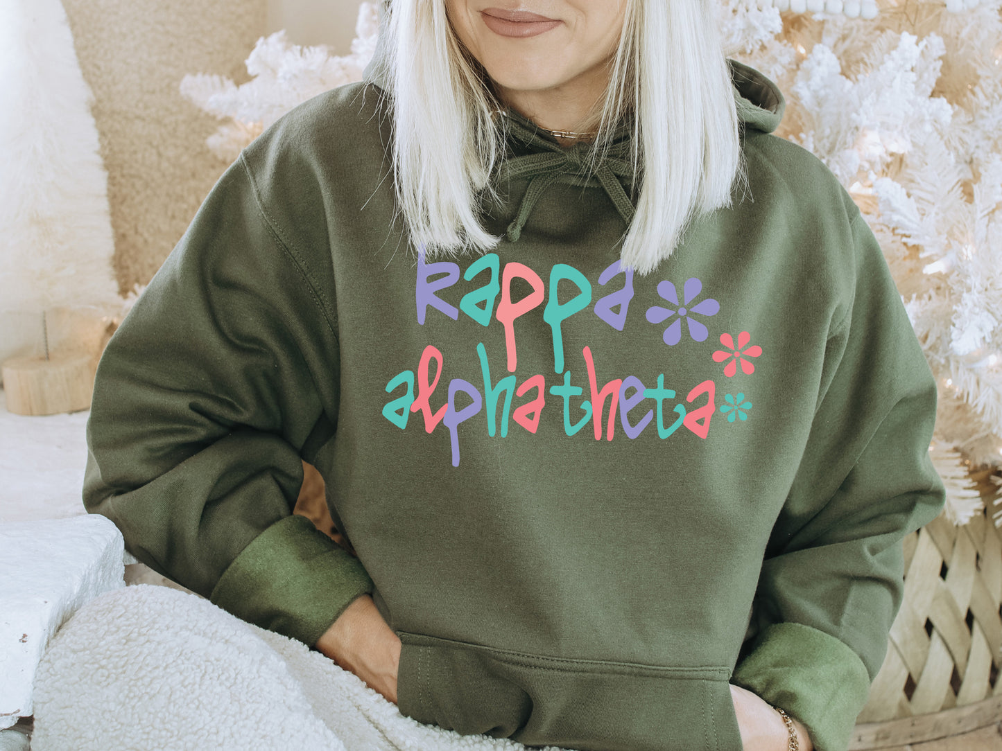 Kappa Alpha Theta Colorful Floral Sorority Hoodie _ 2618g