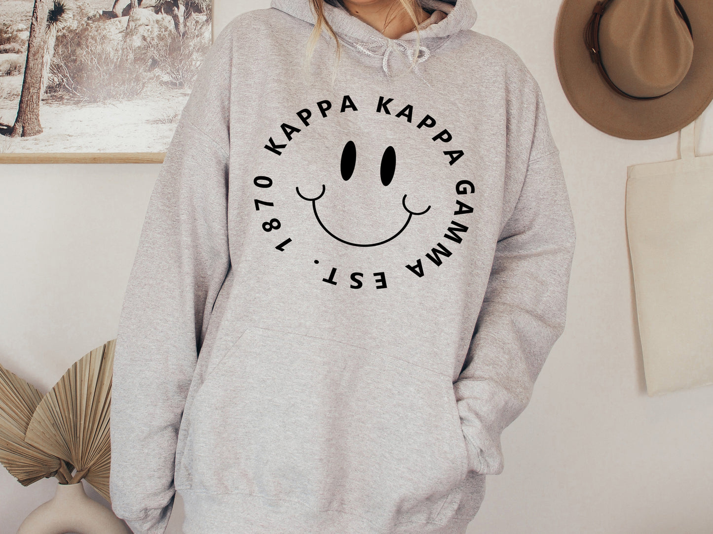 Kappa Kappa Gamma Smiley Face Halo Sorority Hoodie _ 2516g