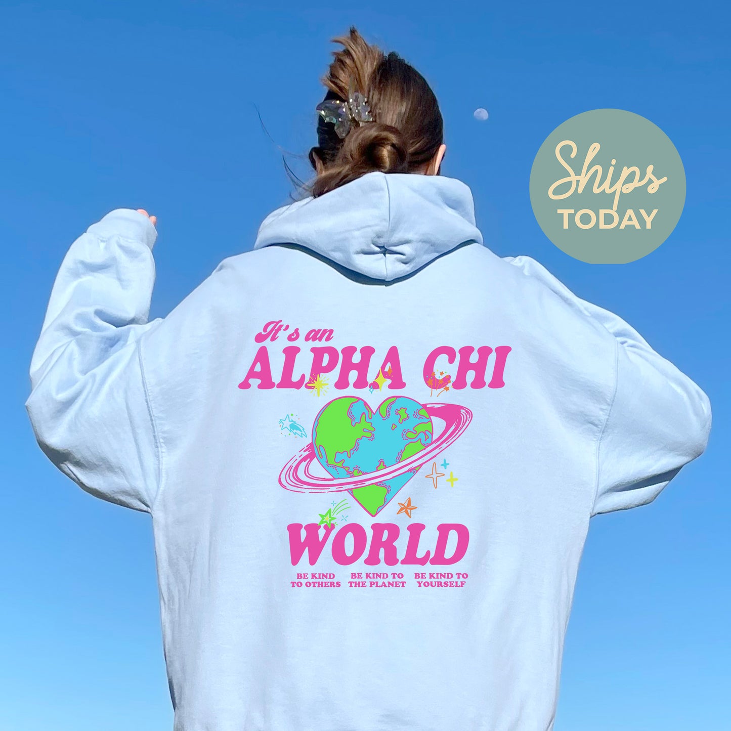 Alpha Chi Omega Pink Planet Sorority Hoodie _ 34230g