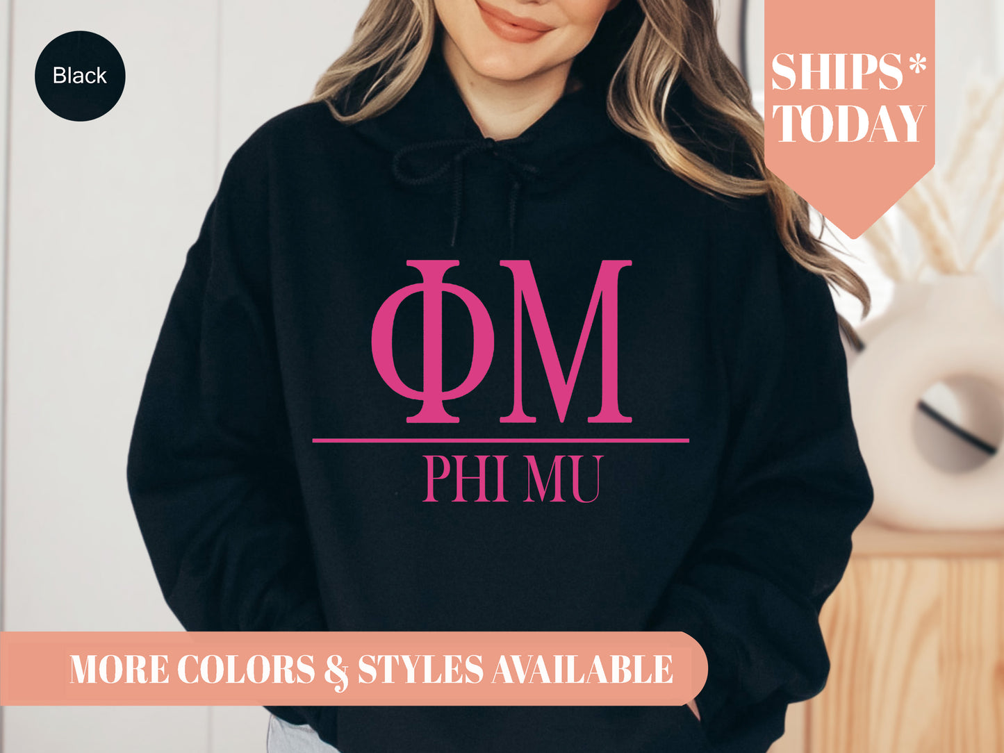 Phi Mu Loud Letters Sorority Hoodie _ 484g