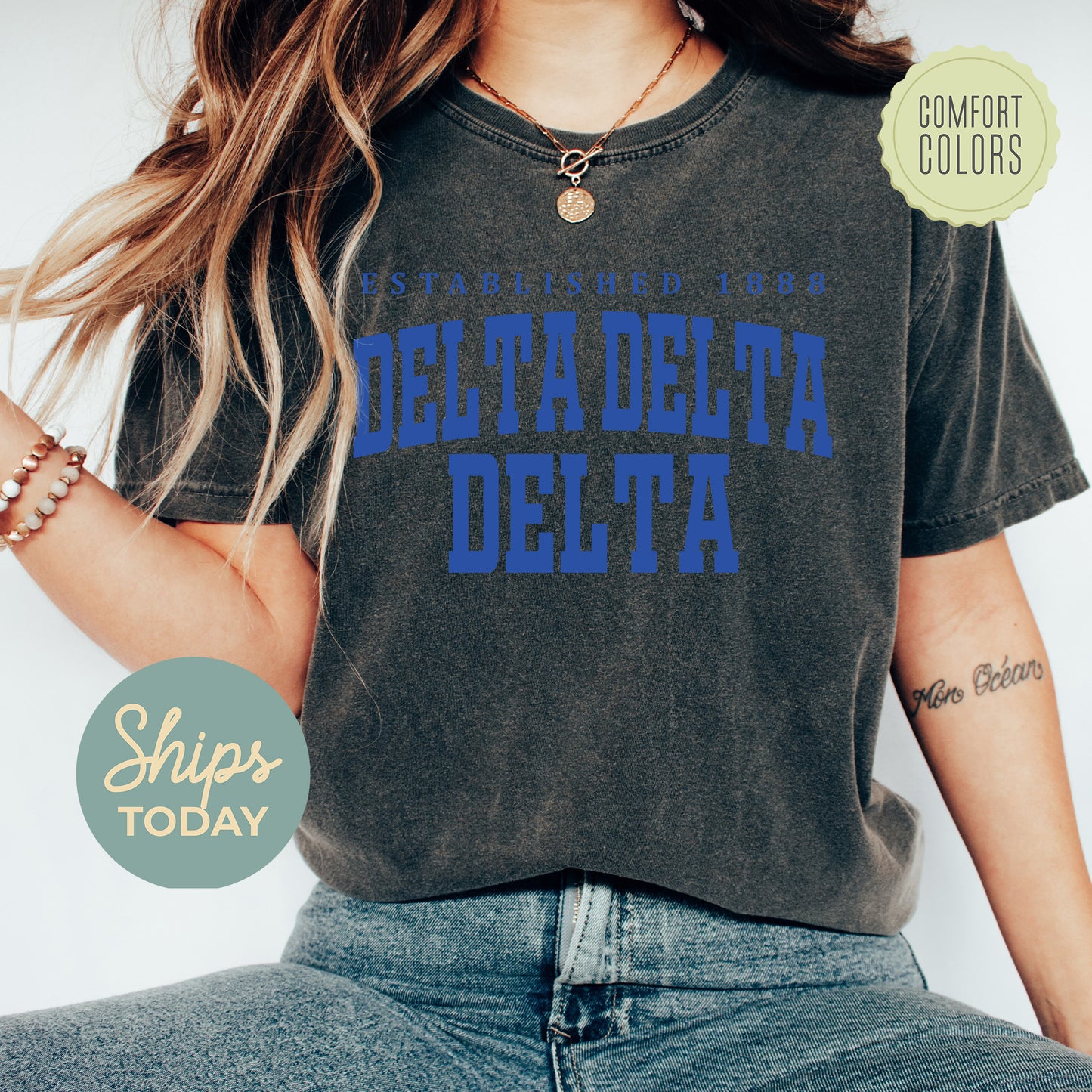 Delta Delta Delta Bold Letters Comfort Colors Sorority T-shirt _ 35130g