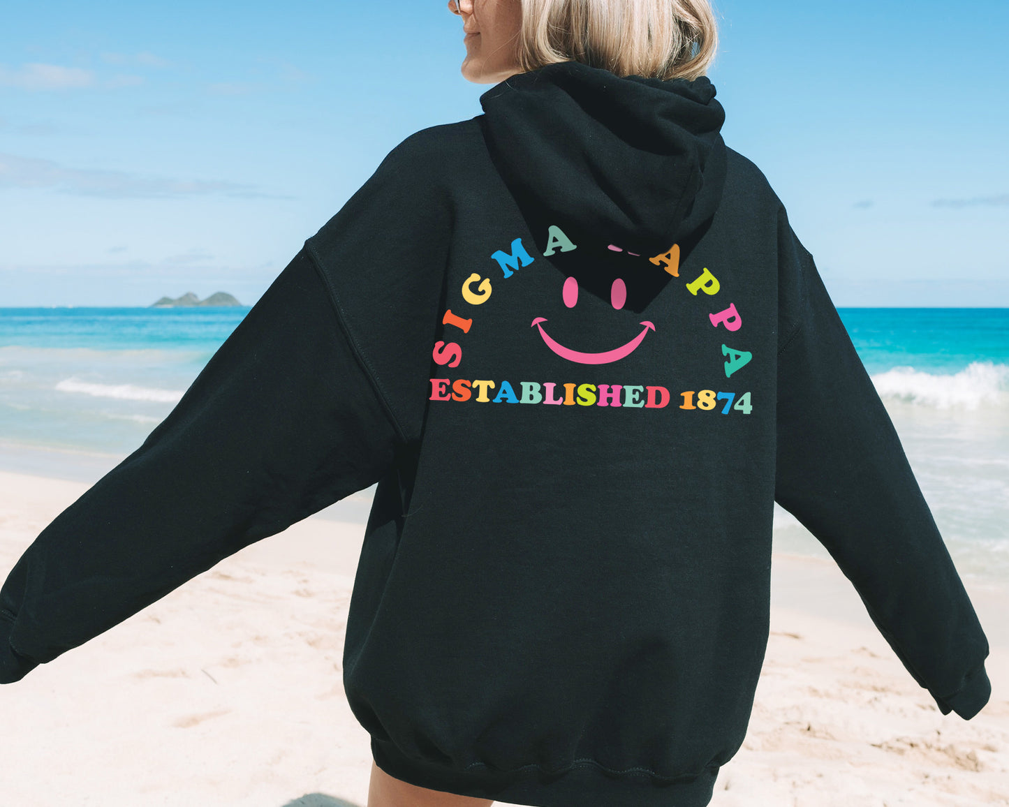 Sigma Kappa Gleaming Smiley Face Sorority Hoodie _ 33072g