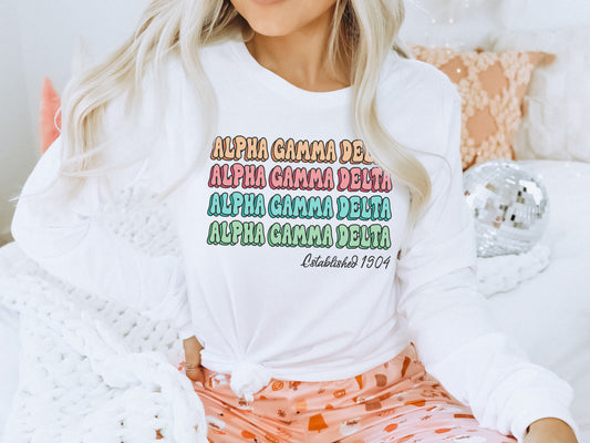 Alpha Gamma Delta Lucy Sorority Long Sleeve T-shirt _ 261g