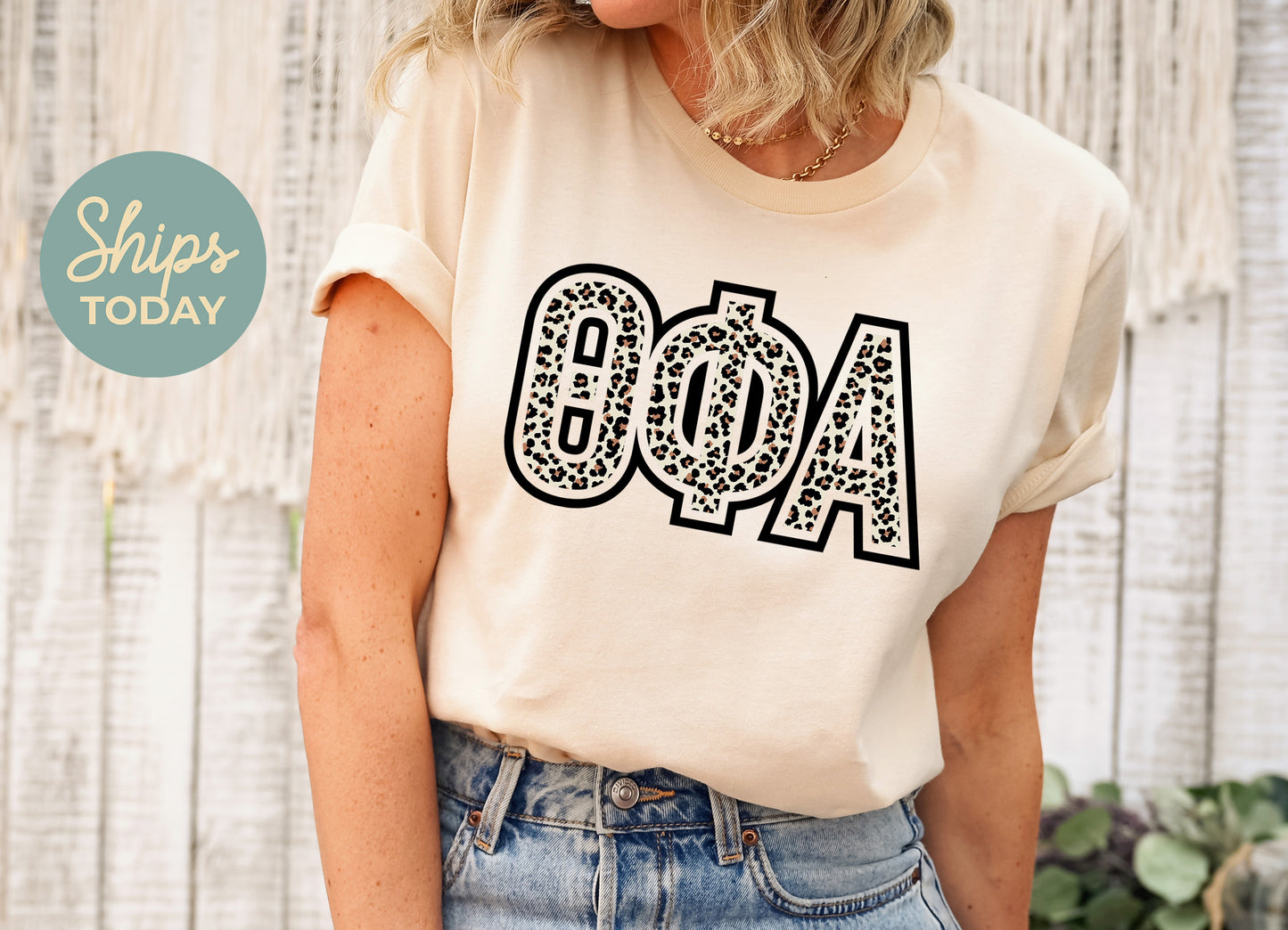 Theta Phi Alpha Safari Style Letters Sorority T-shirt _ 304559g