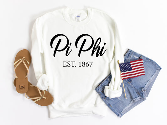 Pi Beta Phi Black Flowy Sorority Sweatshirt _ 97g