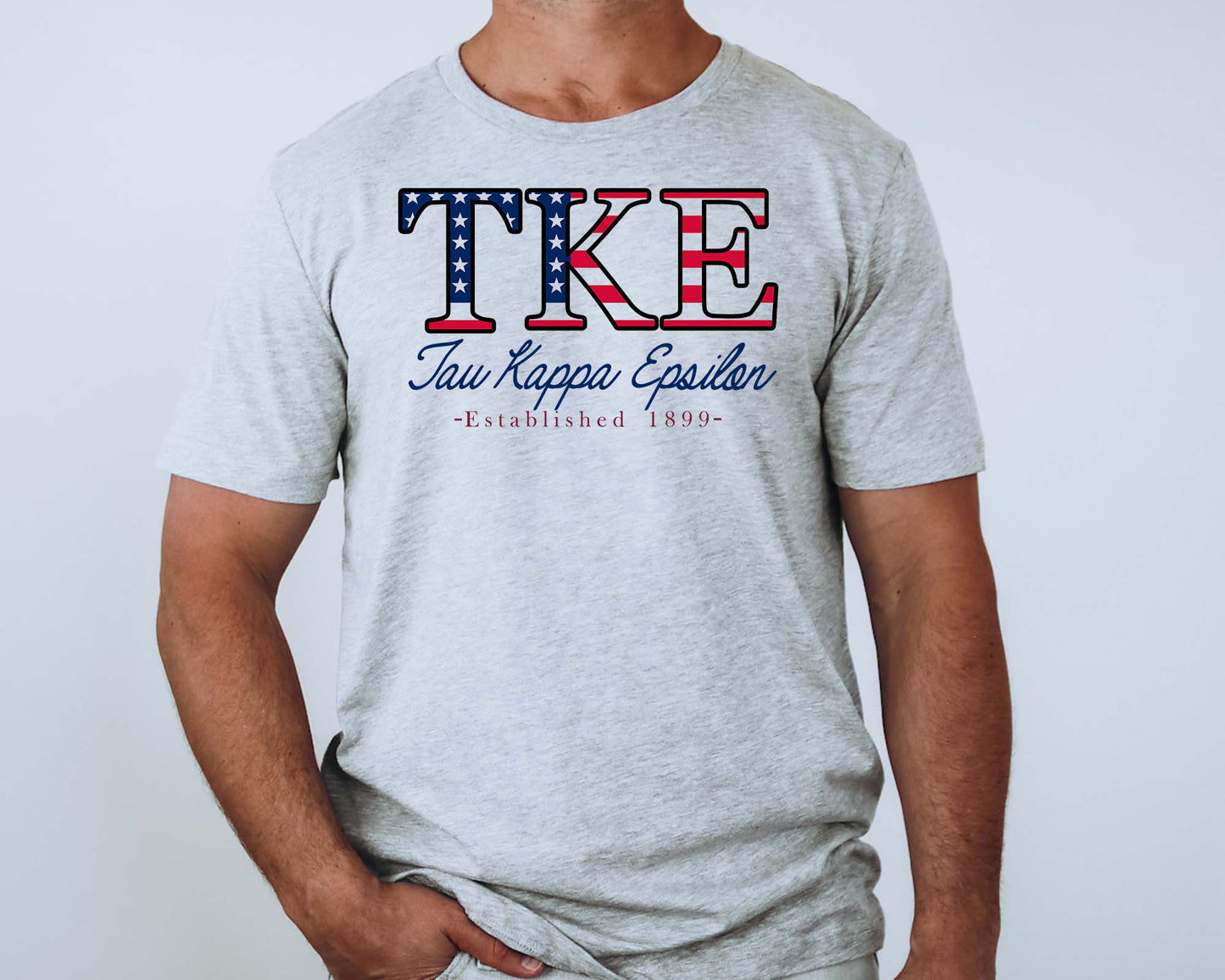 Tau Kappa Epsilon American Flag Letters Fraternity T-shirt _ 1180g