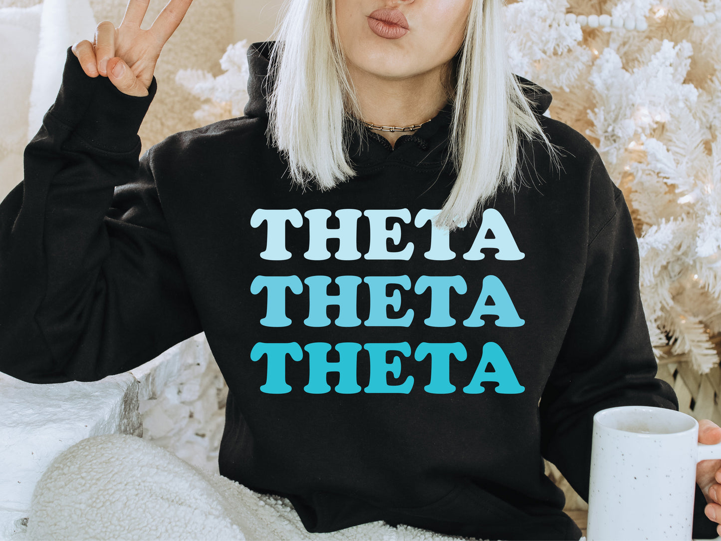 Kappa Alpha Theta Touch of Blue Sorority Hoodie _ 2592g