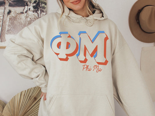 Phi Mu American Colored Sorority Hoodie _ 44g