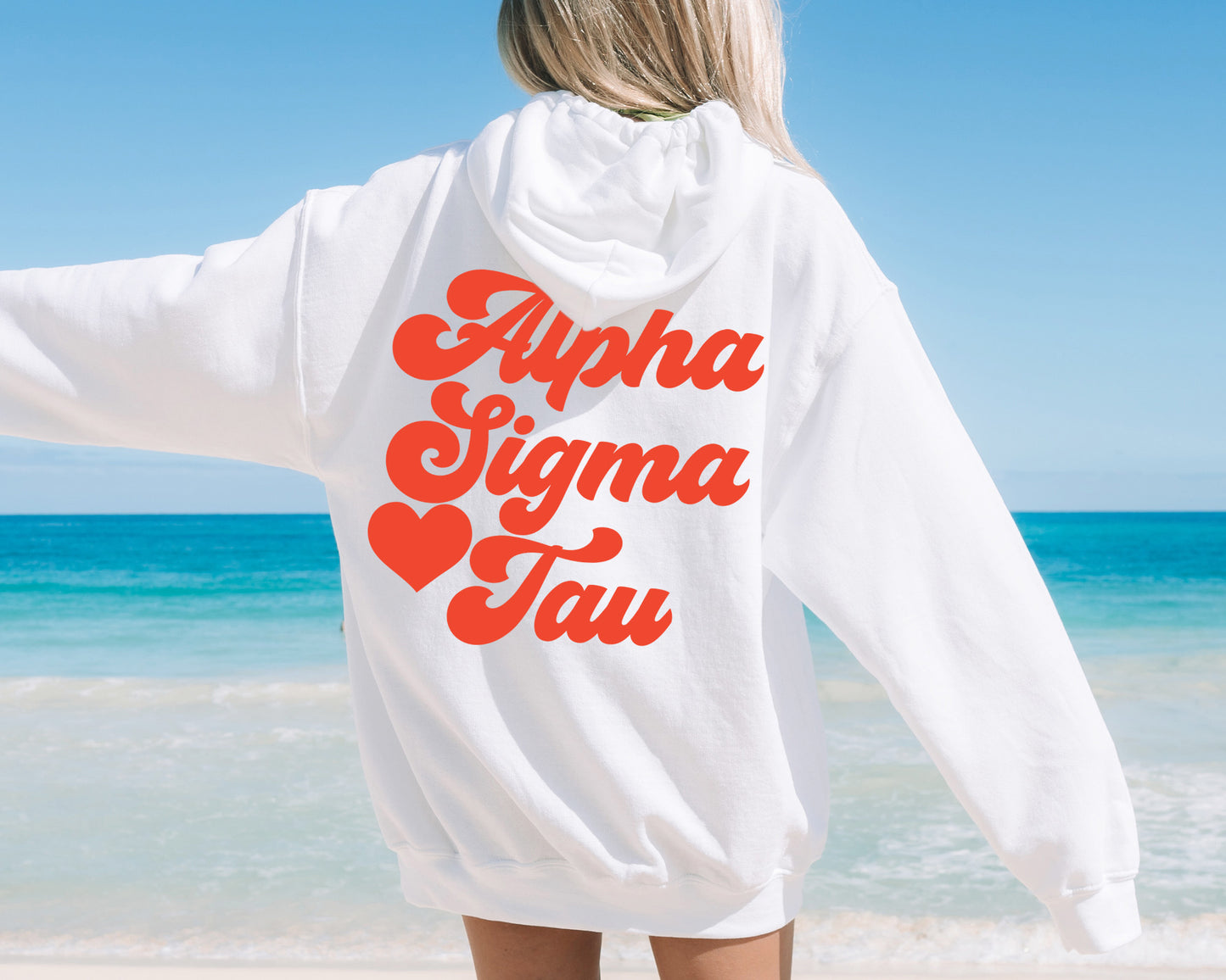 Alpha Sigma Tau Red Heart Sorority Hoodie _ 33353g