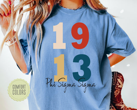 Phi Sigma Sigma Colorful and Trendy Comfort Colors Sorority T-shirt _ 200g
