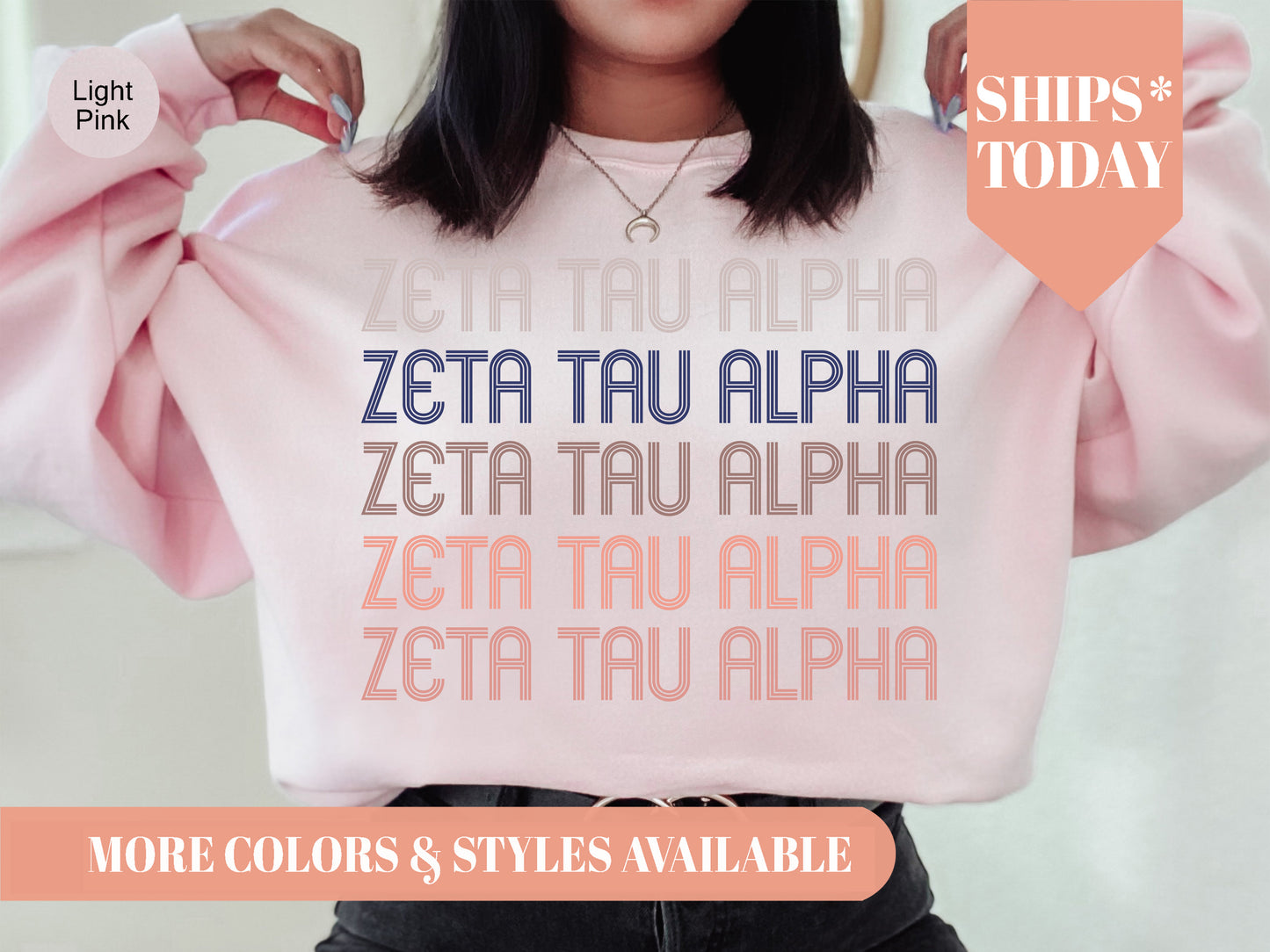 Zeta Tau Alpha Greek Glamour Sorority Sweatshirt _ 31117g