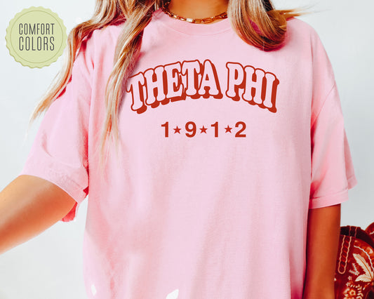 Theta Phi Alpha Red Arch Comfort Colors Sorority T-shirt _ 386g