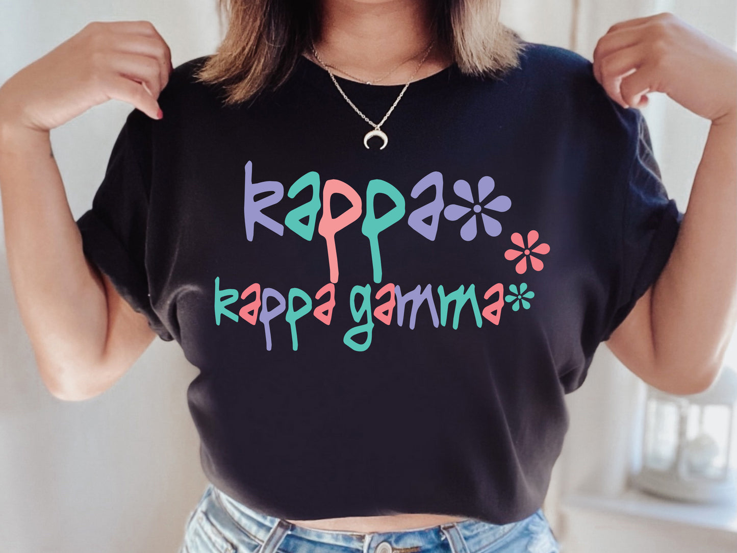 Kappa Kappa Gamma Colorful Floral Sorority T-shirt _ 2620g