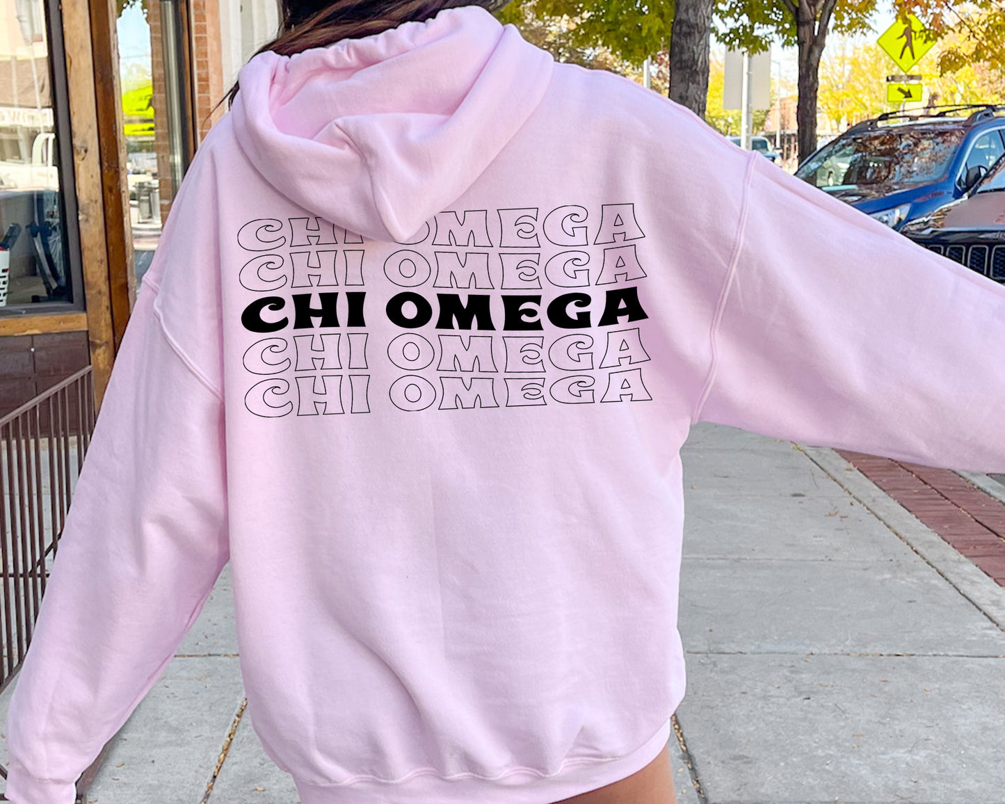 Chi Omega Wavy Letters Sorority Hoodie _ 33407g